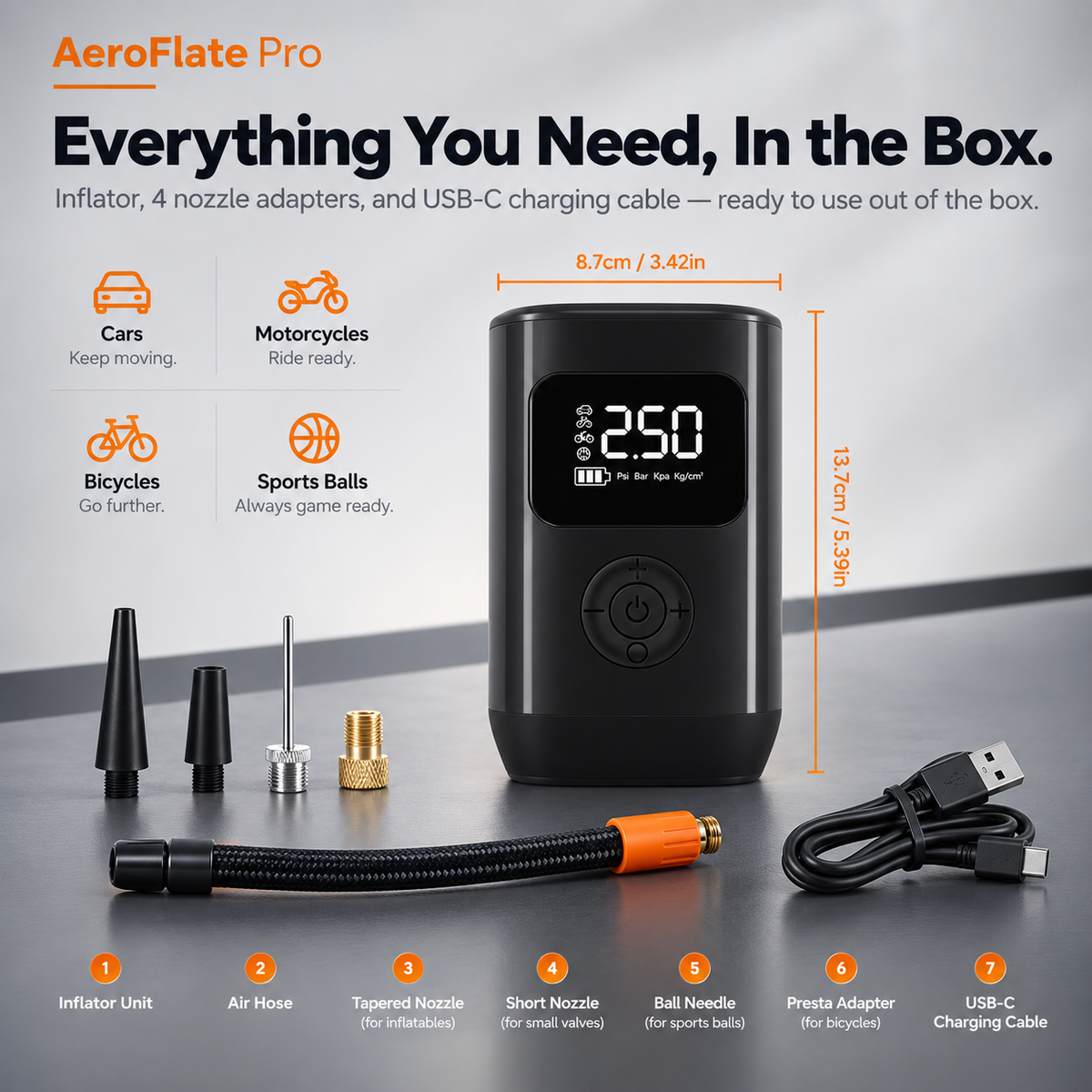 AeroFlate Pro – 150PSI Portable Digital Tire Inflator