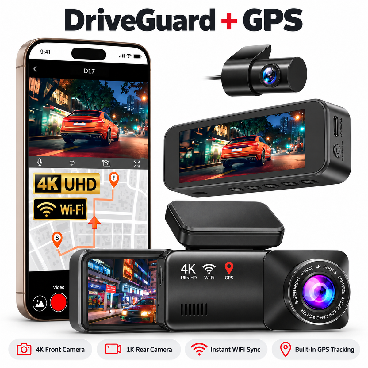 DriveGuard: 4K Dual Dash Cam