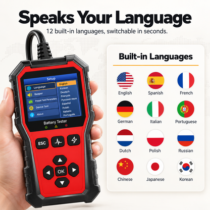 Ampora Car Battery Tester | 6V–24V Digital Battery Analyzer