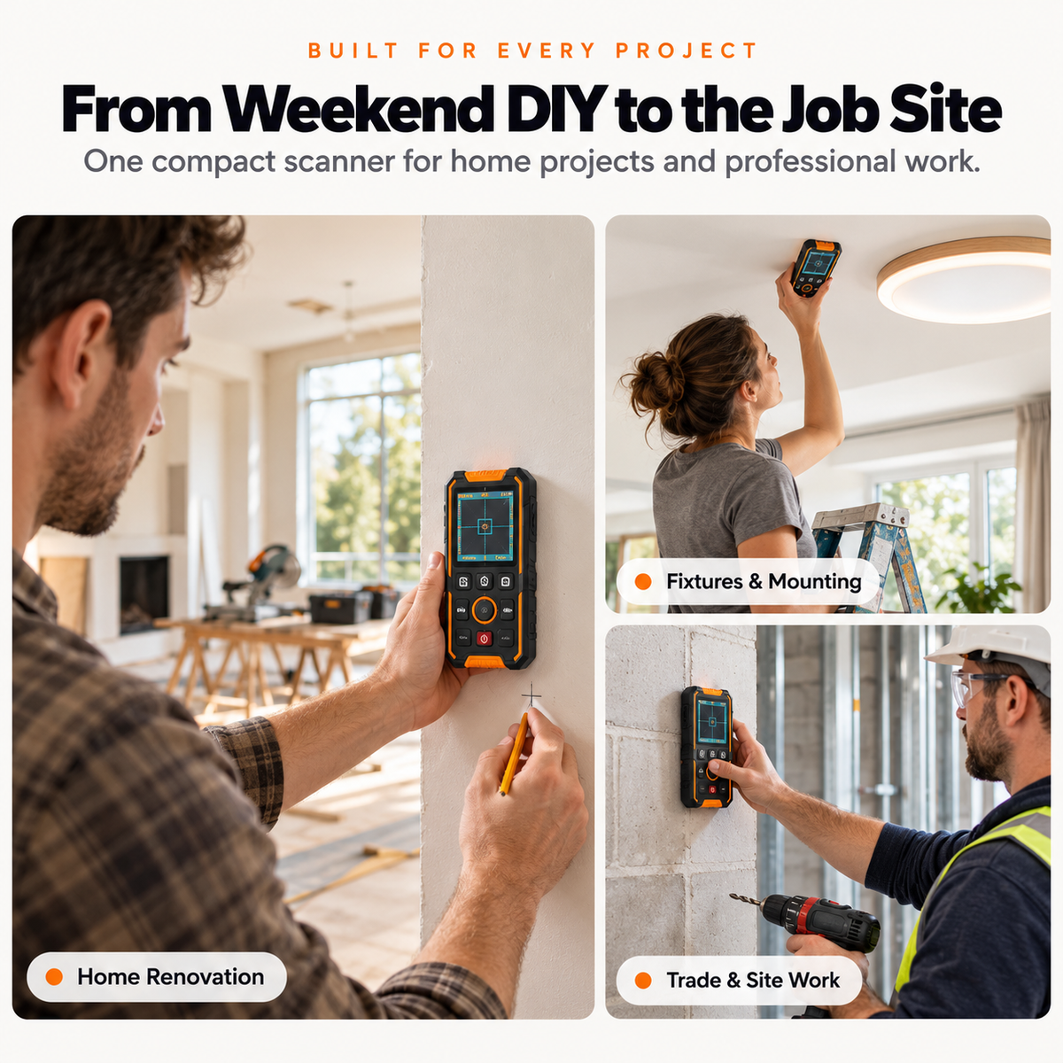 Stratix 3-in-1 Wall Scanner | Stud-Finder, Metal & Live Wire Detector
