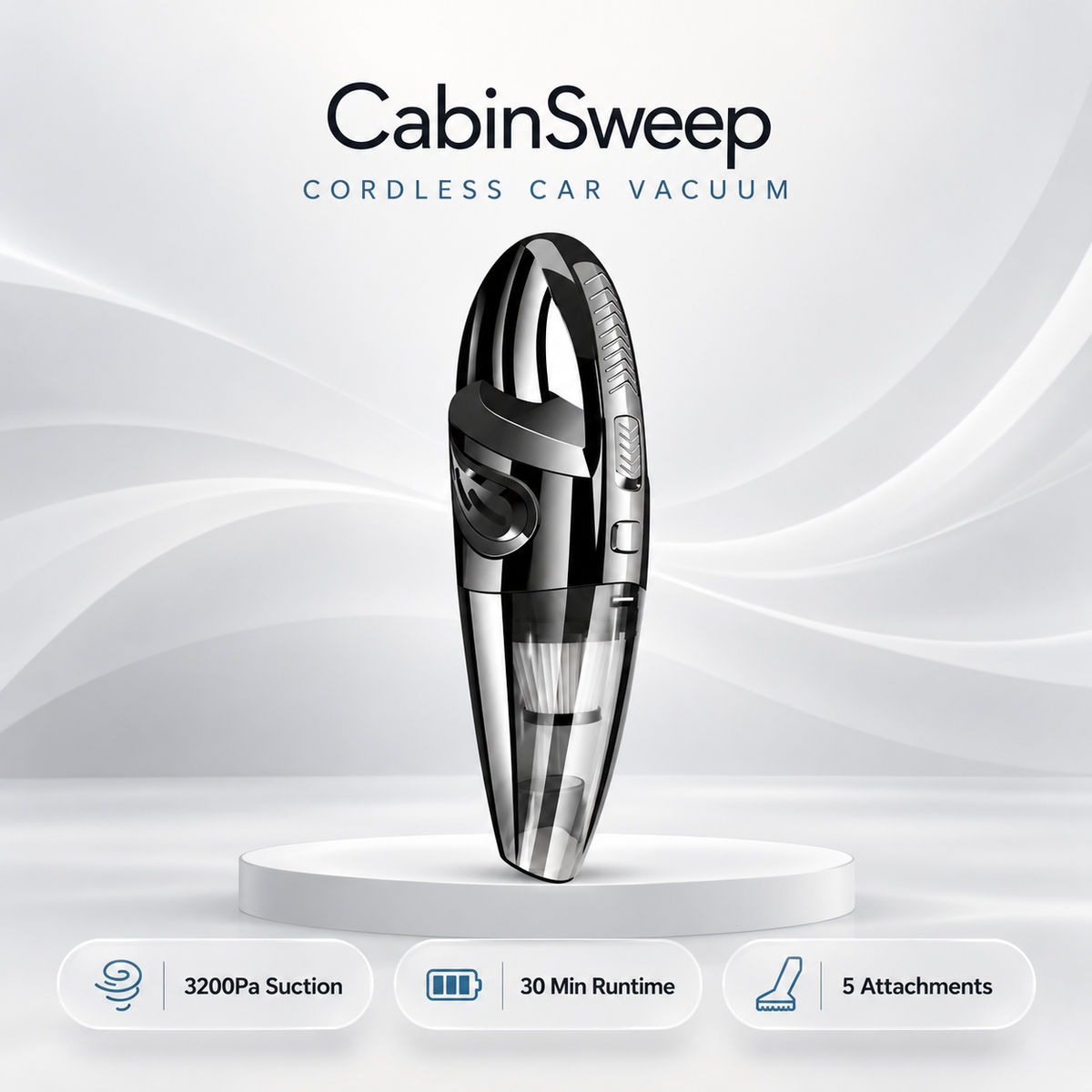 CabinSweep Cordless Car Vacuum | Handheld Mini Vacuum