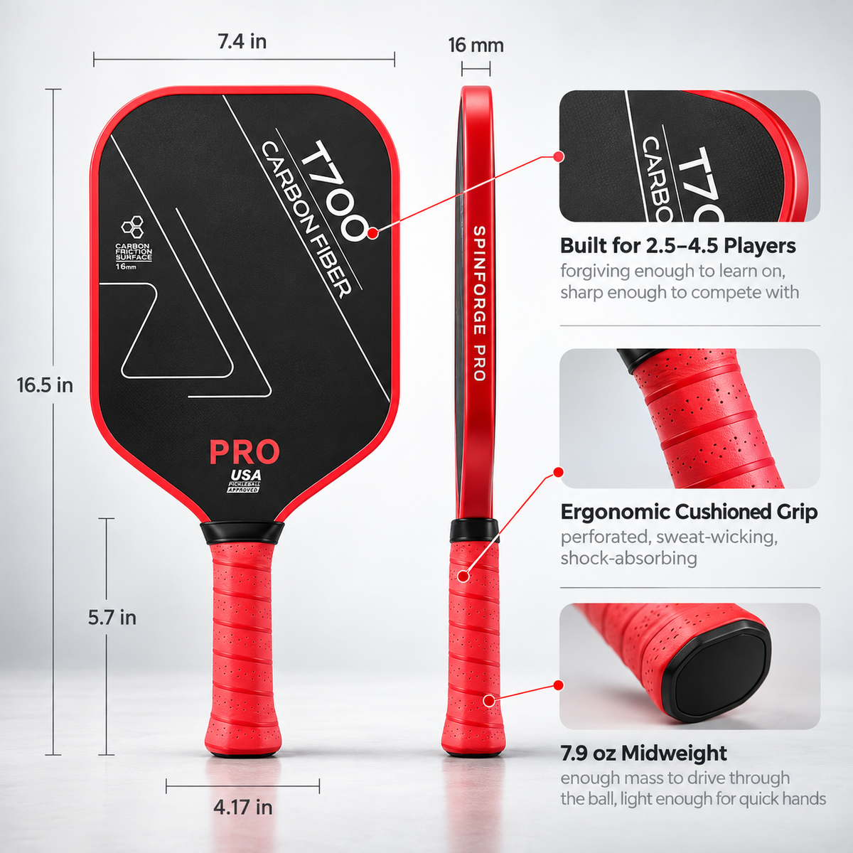 SpinForge Pro Pickleball Paddle