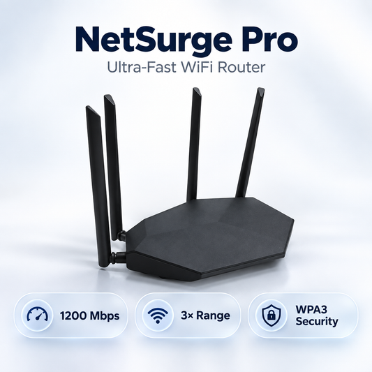 NetSurge Pro WiFi Router | Ultra-Fast 1200 Mbps Whole-Home Coverage