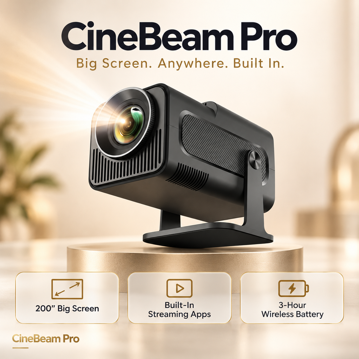 CineBeam Pro Portable 1080p HD Mini Projector
