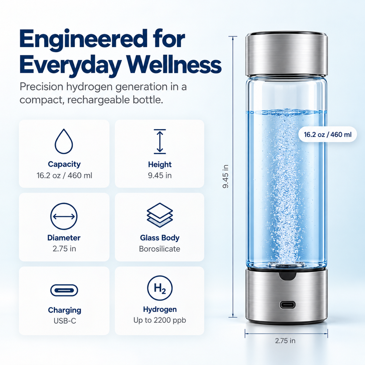 Hydrolux Pro — Hydrogen Water Bottle