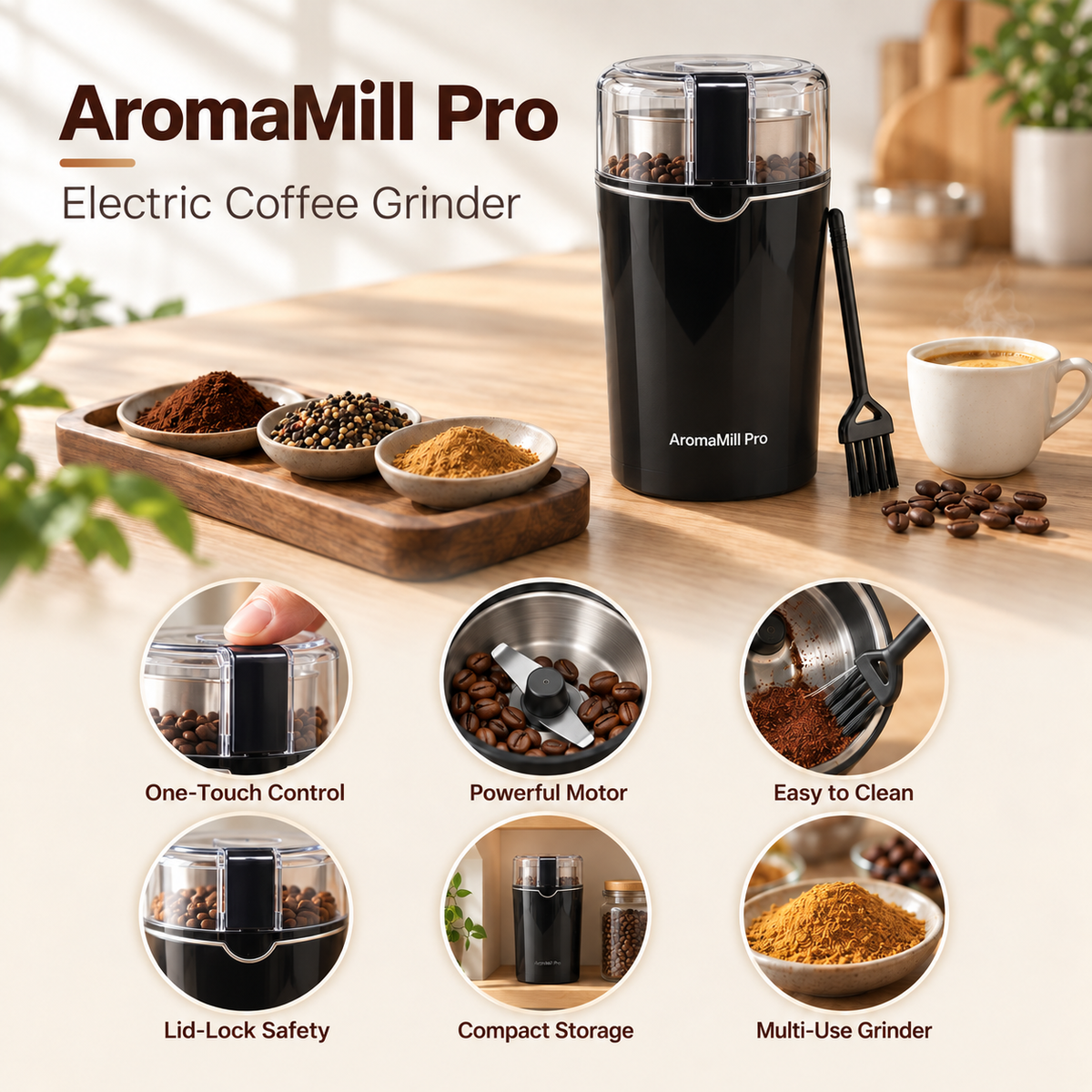 AromaMill Pro Electric Coffee Grinder