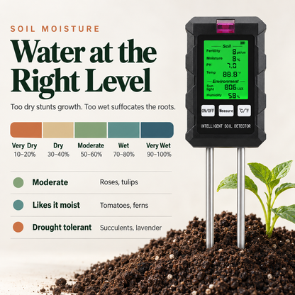 Terravia 6-in-1 Soil Tester | pH, Moisture & Light Meter