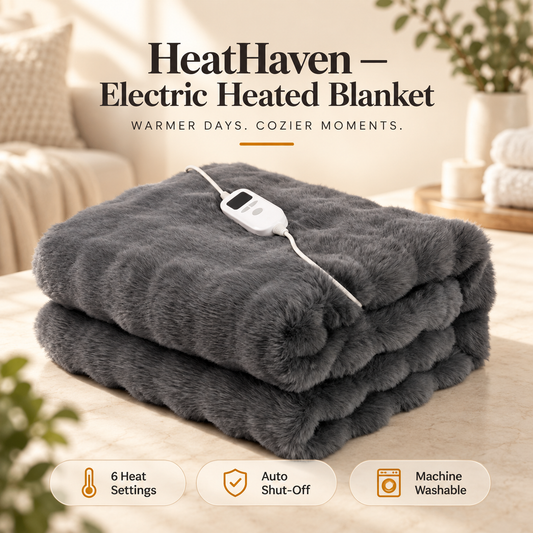 HeatHaven Electric Heated Blanket - Faux Rabbit Fur