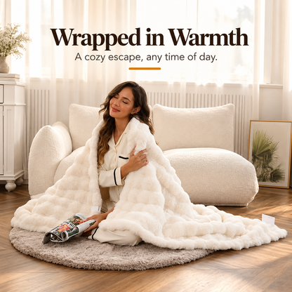 HeatHaven Electric Heated Blanket Faux Rabbit Fur