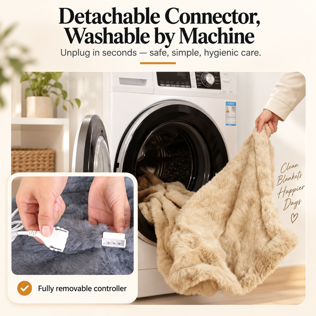 HeatHaven Electric Heated Blanket Faux Rabbit Fur