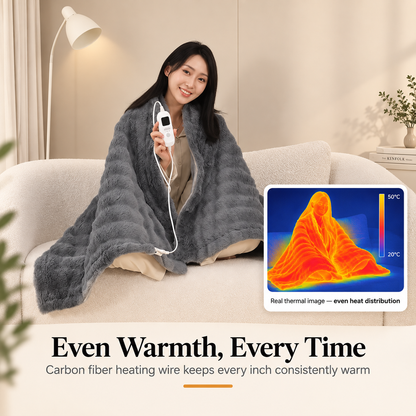 HeatHaven Electric Heated Blanket Faux Rabbit Fur