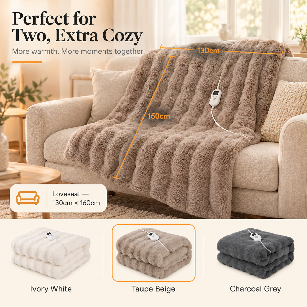 HeatHaven Electric Heated Blanket Faux Rabbit Fur