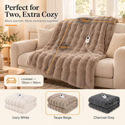 HeatHaven Electric Heated Blanket Faux Rabbit Fur