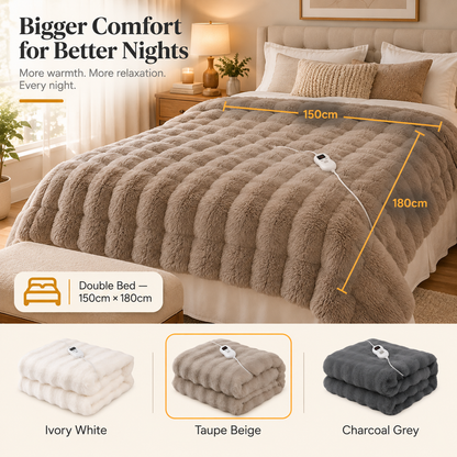 HeatHaven Electric Heated Blanket Faux Rabbit Fur