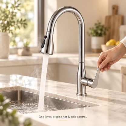 High-Arc Pull-Down Kitchen Faucet — 360° Swivel