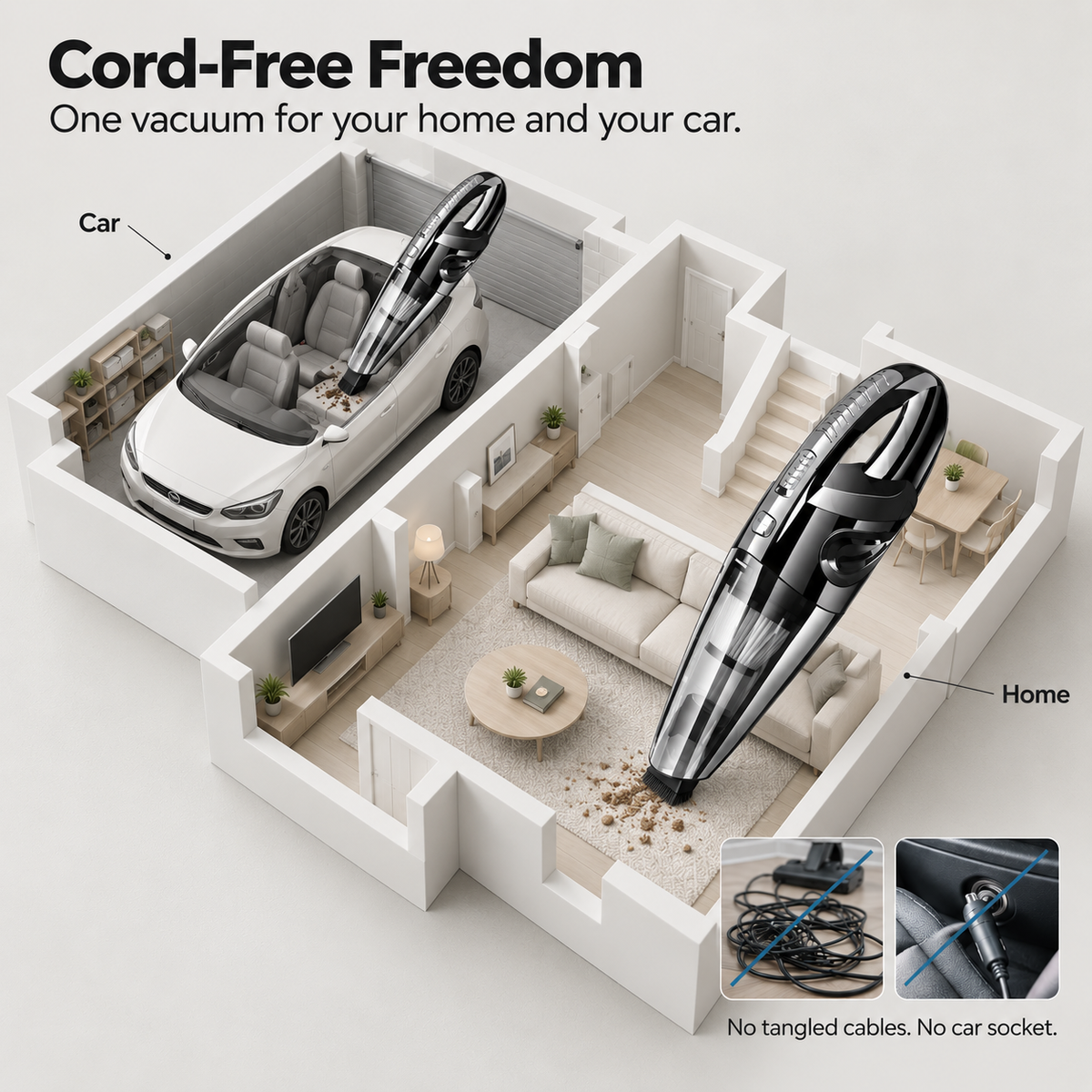 CabinSweep Cordless Car Vacuum | Handheld Mini Vacuum