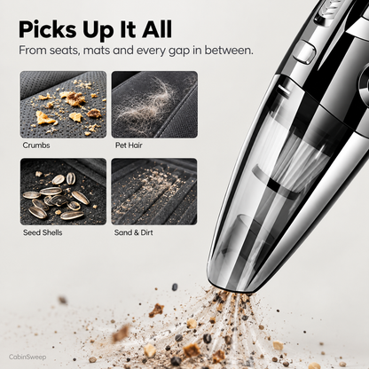 CabinSweep Cordless Car Vacuum | Handheld Mini Vacuum