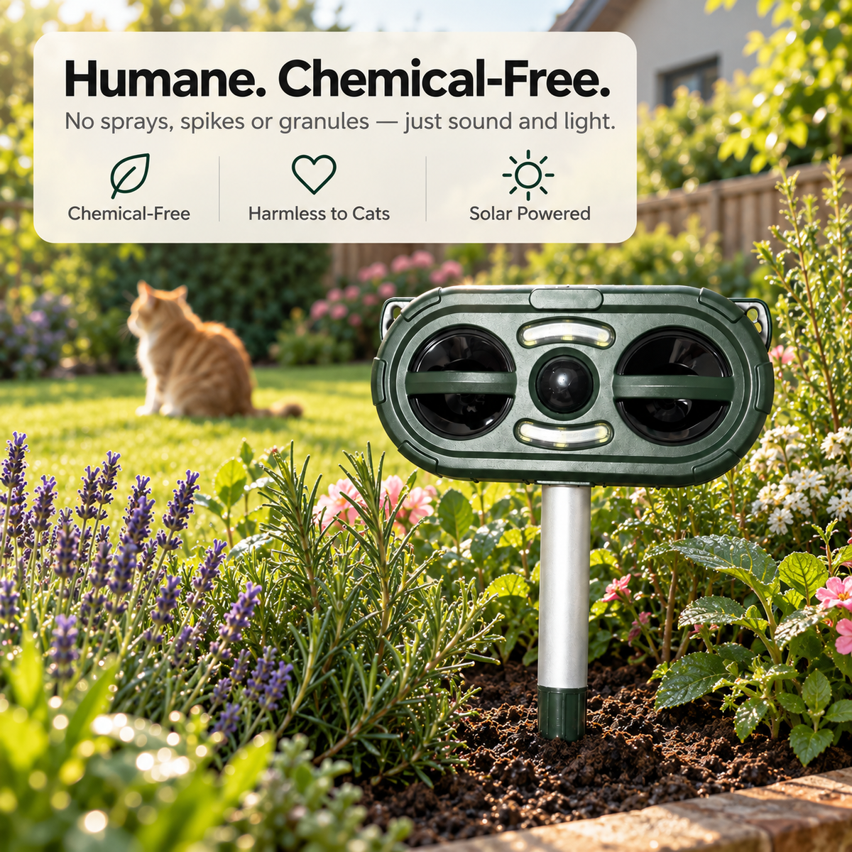 Whiskaway Solar Cat Repeller | Ultrasonic Cat Deterrent