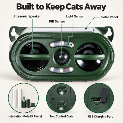 Whiskaway Solar Cat Repeller | Ultrasonic Cat Deterrent