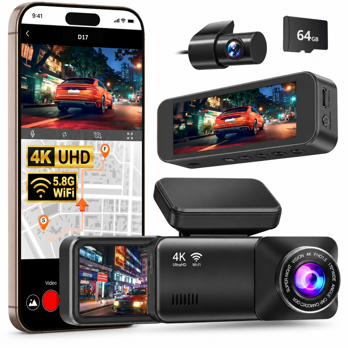 DriveGuard 4K Dual Dash Cam