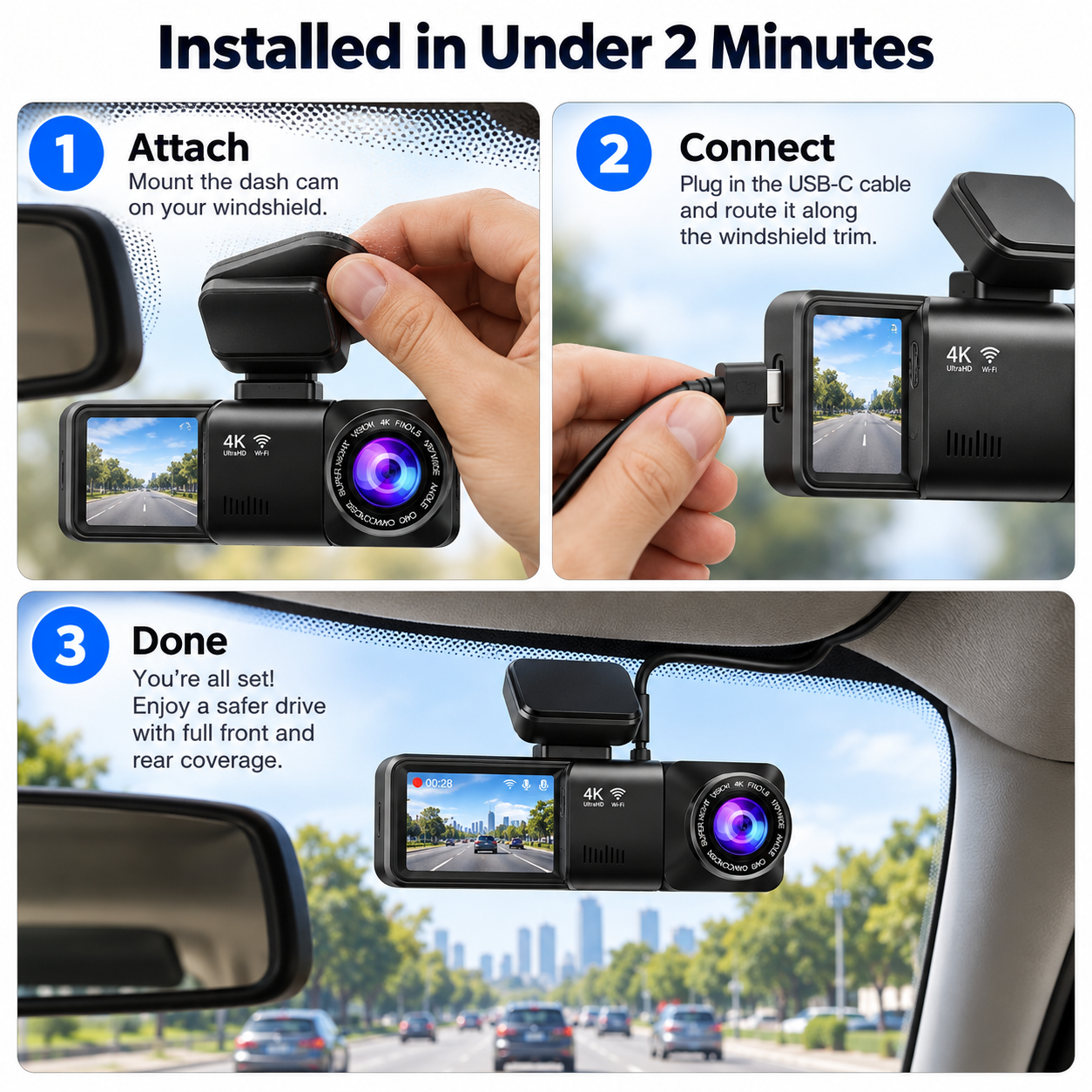 DriveGuard 4K Dual Dash Cam