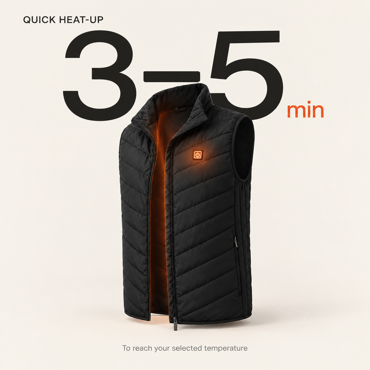 EmberWarm Heated Vest – 9 Heating Zones, 3 Heat Levels, USB Powered
