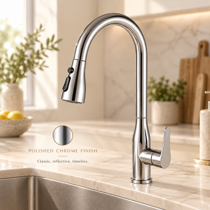 High-Arc Pull-Down Kitchen Faucet — 360° Swivel