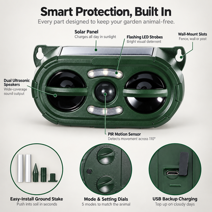 YardSentry Solar Animal Repeller | Ultrasonic Deterrent