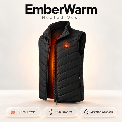 EmberWarm Heated Vest | 9 Heating Zones, 3 Heat Levels, USB Powered