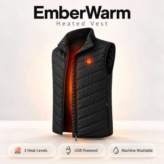 EmberWarm Heated Vest | 9 Heating Zones, 3 Heat Levels, USB Powered