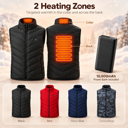 EmberWarm Heated Vest – 9 Heating Zones, 3 Heat Levels, USB Powered