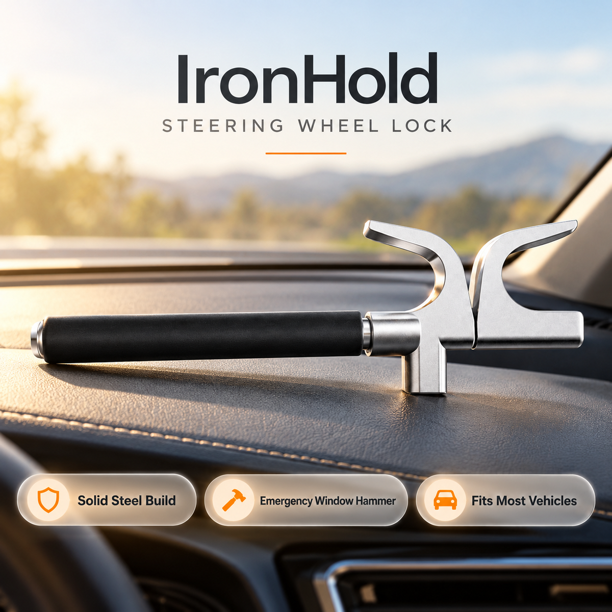 IronHold Anti-Theft Steering Wheel Lock
