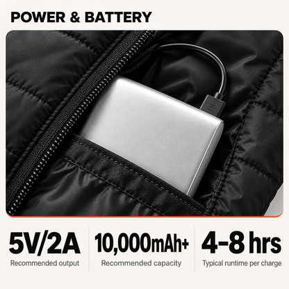 EmberWarm Heated Vest – 9 Heating Zones, 3 Heat Levels, USB Powered