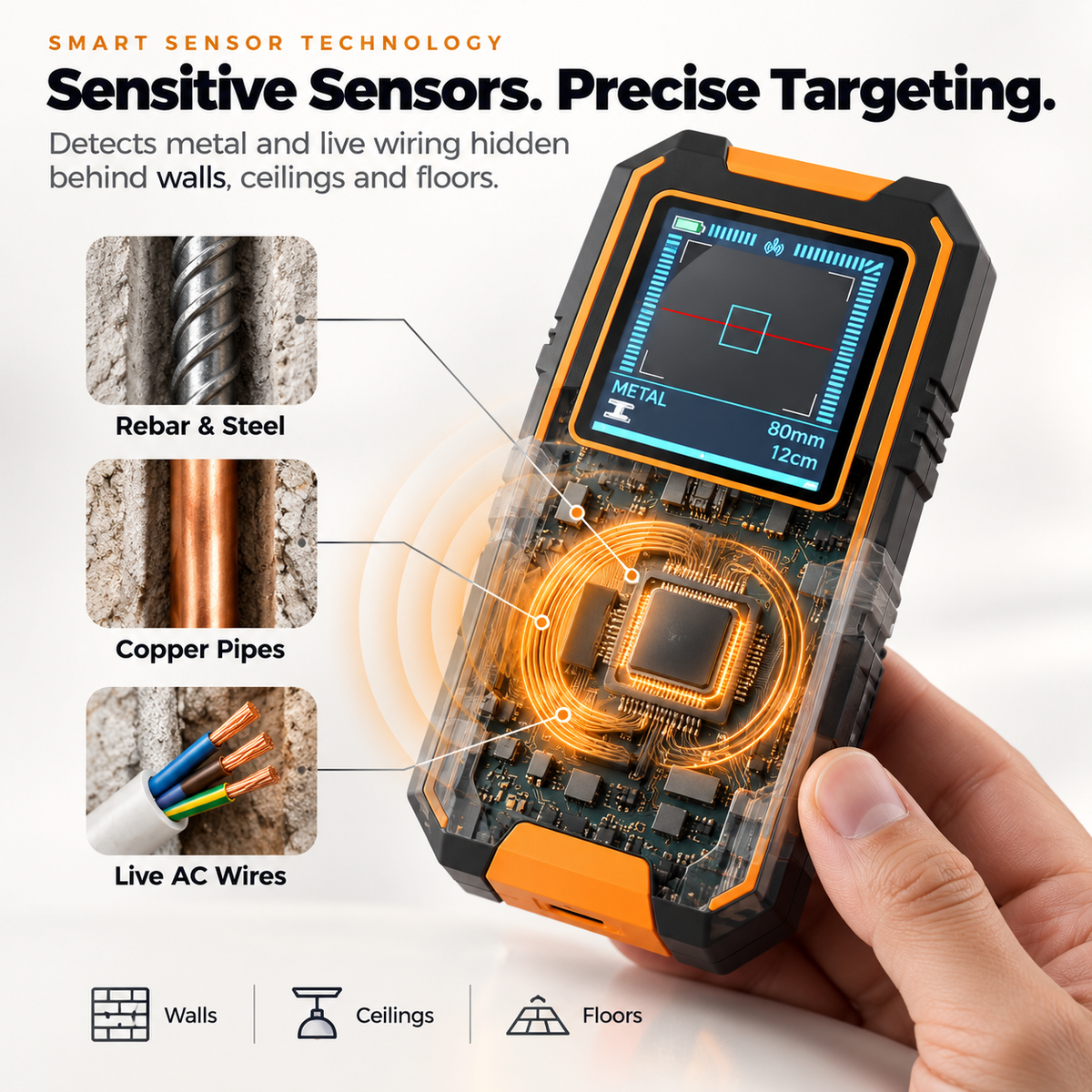 Stratix 3-in-1 Wall Scanner | Stud-Finder, Metal & Live Wire Detector