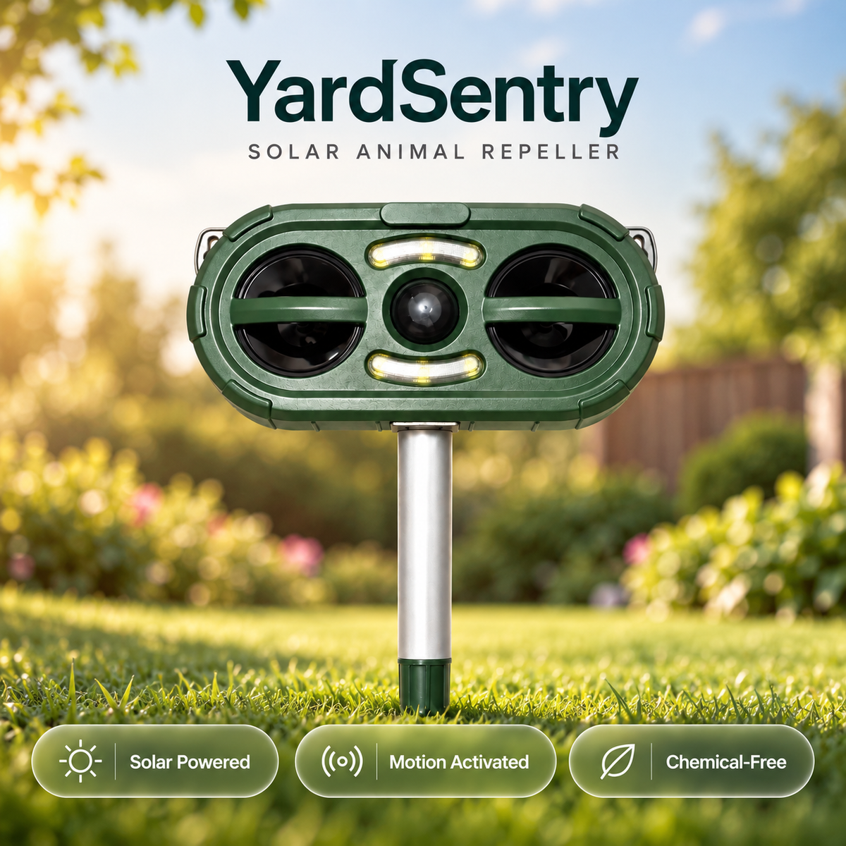 YardSentry Solar Animal Repeller | Ultrasonic Deterrent